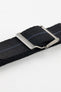 ELLIOT BROWN Webbing Watch Strap in BLACK with BLUE Stripe and BEADBLASTED Buckle