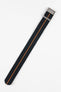 ELLIOT BROWN Webbing Watch Strap in BLACK with BURNT ORANGE Stripe and BEADBLASTED Buckle