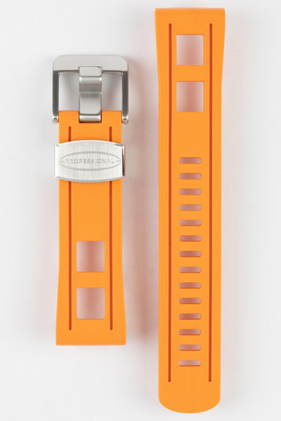 Crafter Blue CB01 orange watch strap with brushed stainless steel buckle and metal keeper