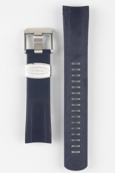 Crafter Blue CB09 Navy Rubber watch strap for Seiko Samurai series with brushed stainless steel buckle and embossed keeper