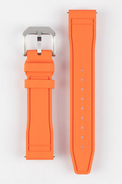 Orange Rubber Watch strap with Brushed Buckle