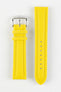 Upperside of Di-Modell Traveller PU Nylon Waterproof Watch Strap with polished stainless steel embossed buckle in yellow