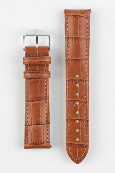 Hirsch DUKE Honey Alligator Embossed Quick-Release Leather Watch Strap