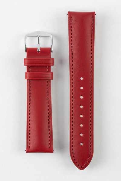 Hirsch KENT Red Textured Natural Leather Watch Strap