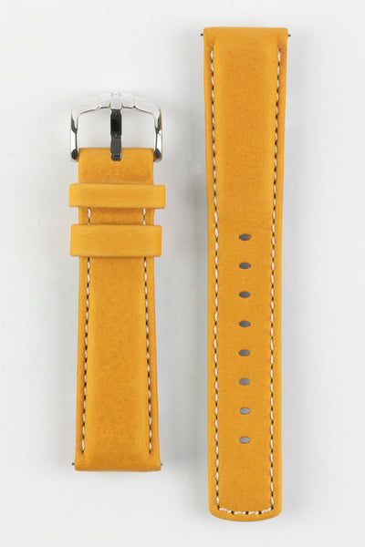 Hirsch Mariner Water-Resistant Leather Watch Strap in GOLD BROWN