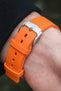 Hirsch Pure Natural Caoutchouc Rubber Diving Watch Strap in Orange (Promo Photo Rear Wrist Shot)