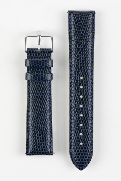 Hirsch RAINBOW Lizard Embossed Leather Quick-Release Watch Strap in BLUE