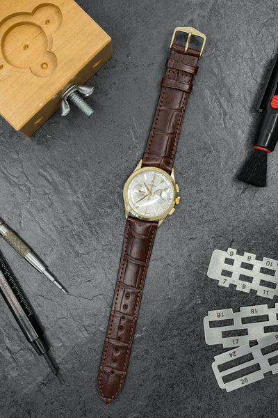 Hirsch London Genuine Matt Alligator Leather Watch Strap in Brown (Promo Photo)