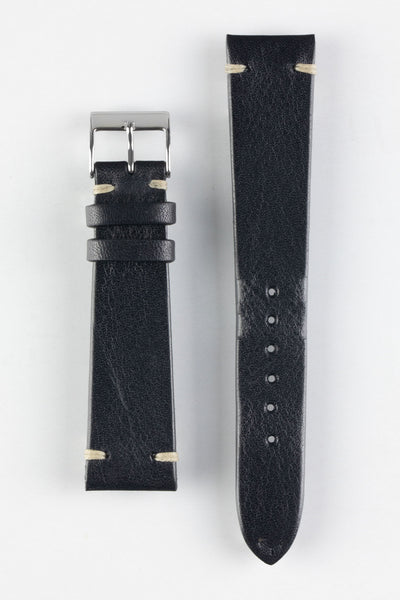 JPM Italian Vintage Leather Watch Strap in BLACK