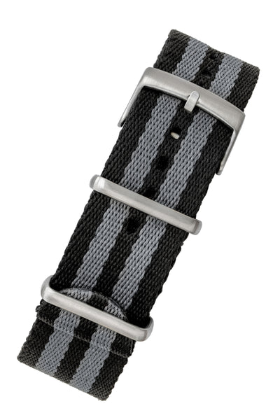 Premium One-Piece Watch Strap in BLACK & GREY with Brushed Hardware