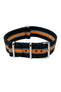 One-Piece Watch Strap in BLACK/GREY/ORANGE with Polished Buckle and Keepers