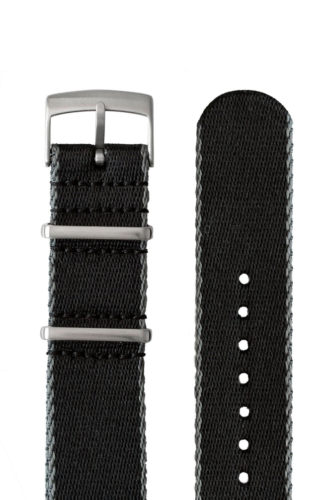 Premium One-Piece Watch Strap in Black with Grey Edges
