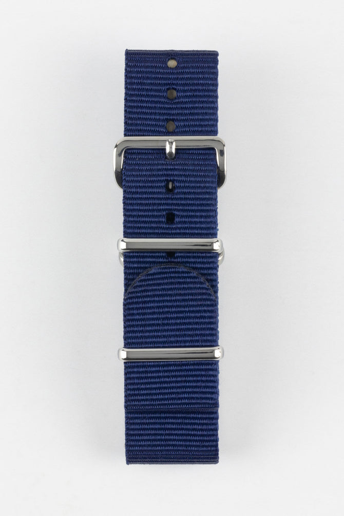 One-Piece Watch Strap in BLUE with Polished Buckle and Keepers