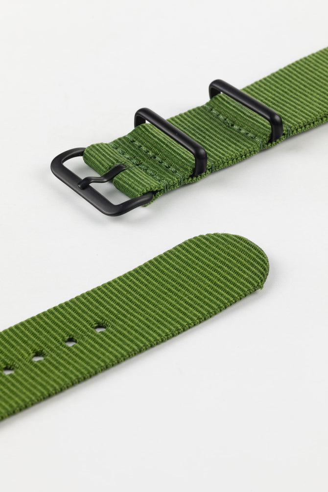 One-Piece Watch Strap in GREEN with PVD Buckle and Keepers