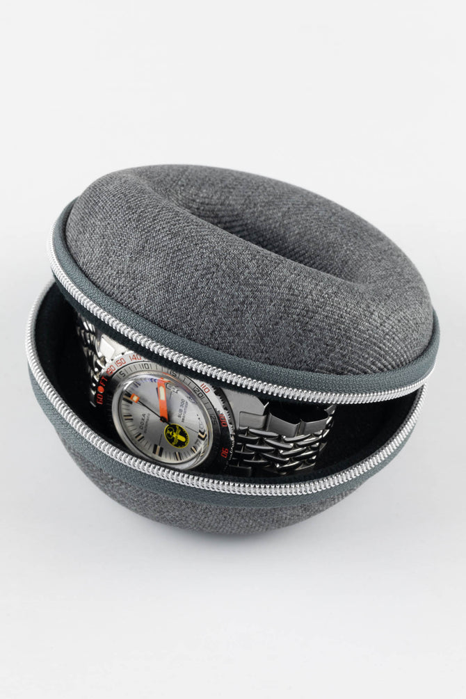 Slate Grey Twill Fabric 360° Single Watch Protective Oyster Case