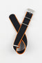 Premium One-Piece Watch Strap in Black with Orange Edges