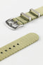 Seatbelt One-Piece Nylon Watch Strap in OLIVE GREEN with BRUSHED STEEL Hardware