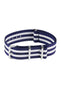One-Piece Watch Strap in BLUE with WHITE Stripes