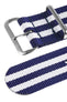 One-Piece Watch Strap in BLUE with WHITE Stripes